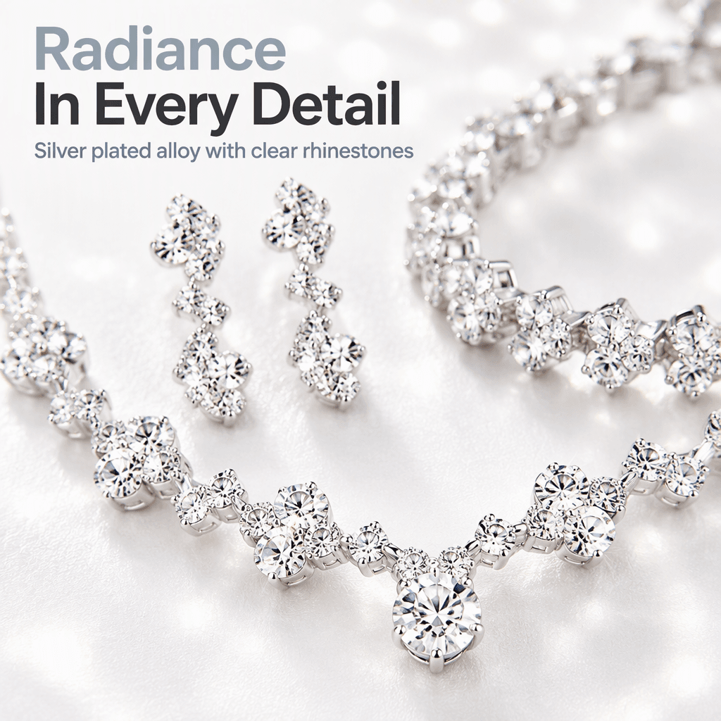 Crystal rhinestone and silver-plated alloy close-up macro texture